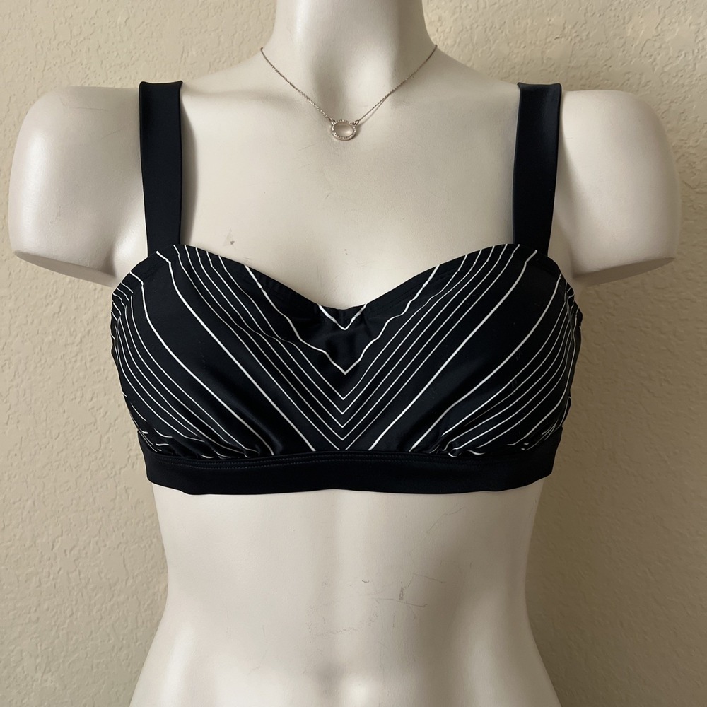 Athleta Bra Women's Striped Wired Light Pad Pull‎ Over Size 34 B/C Black White